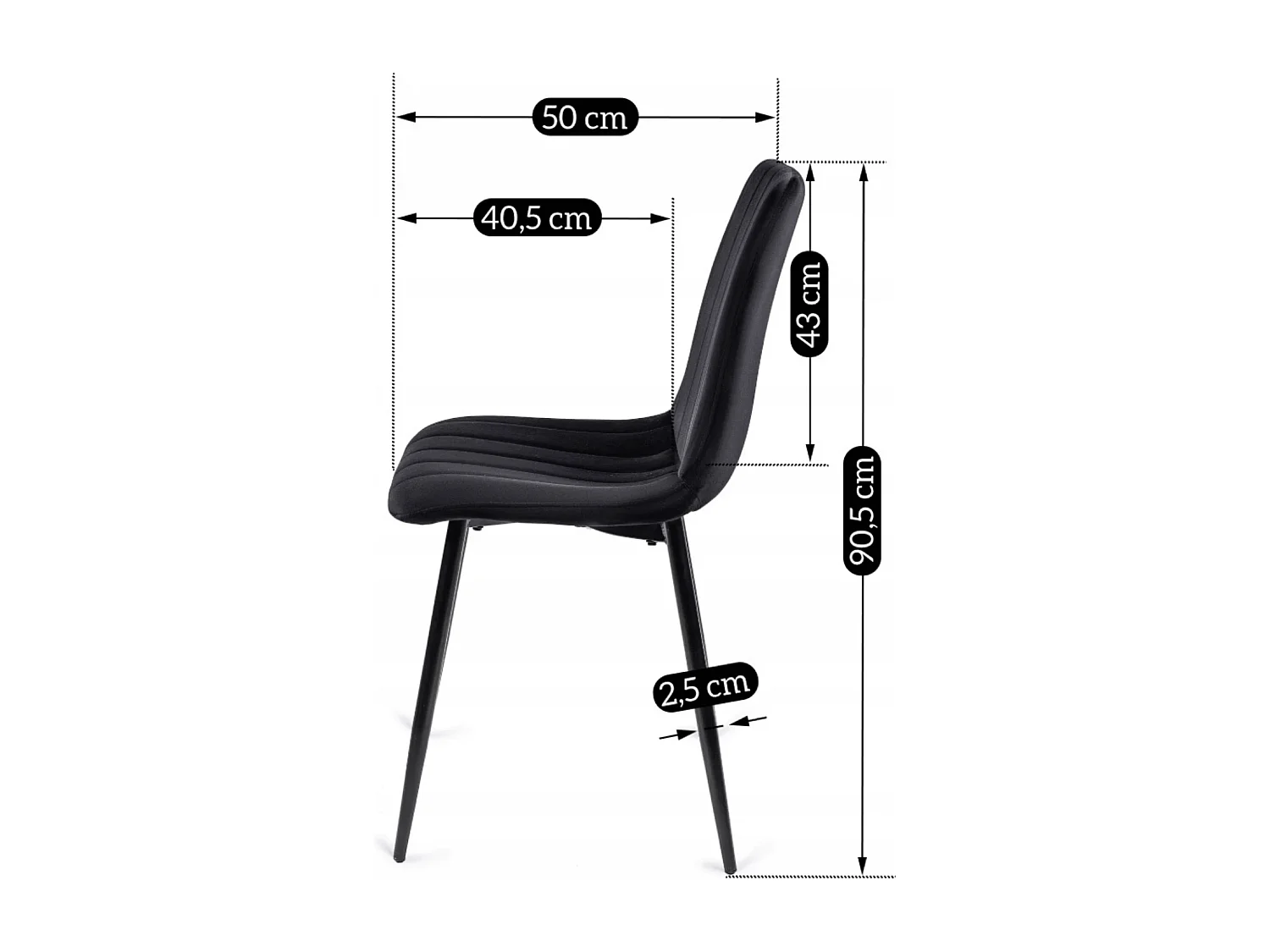 Chaise IBIS Noire en Velours