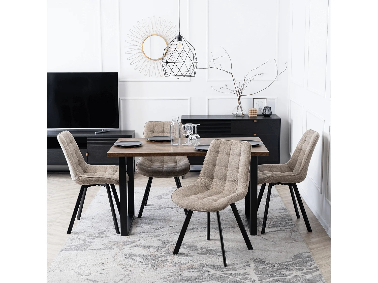 Chaise RICK 2 Beige Rembourrée