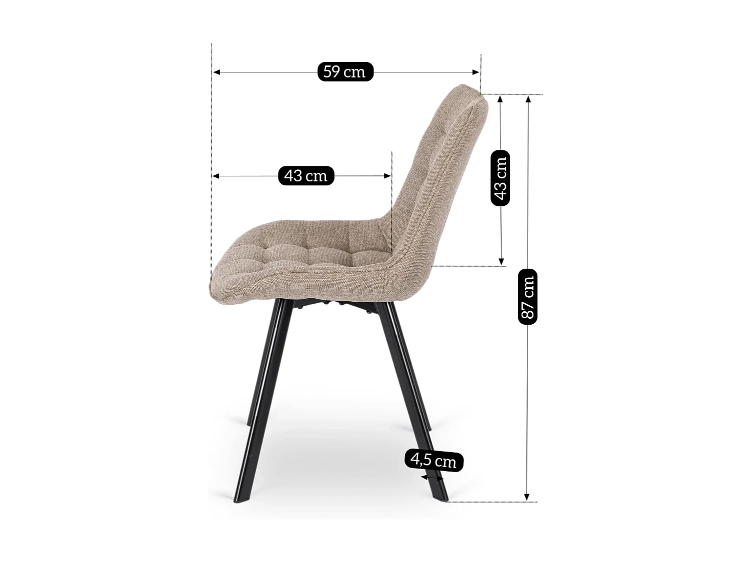 Chaise RICK 2 Beige Rembourrée