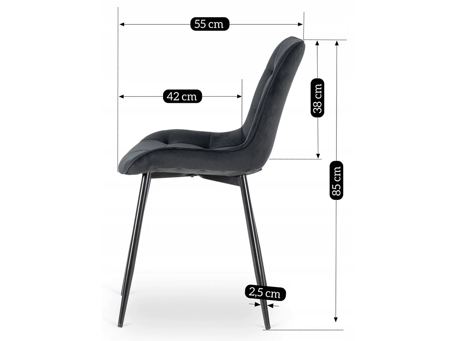 CHRIS Dining Chair Black Velour