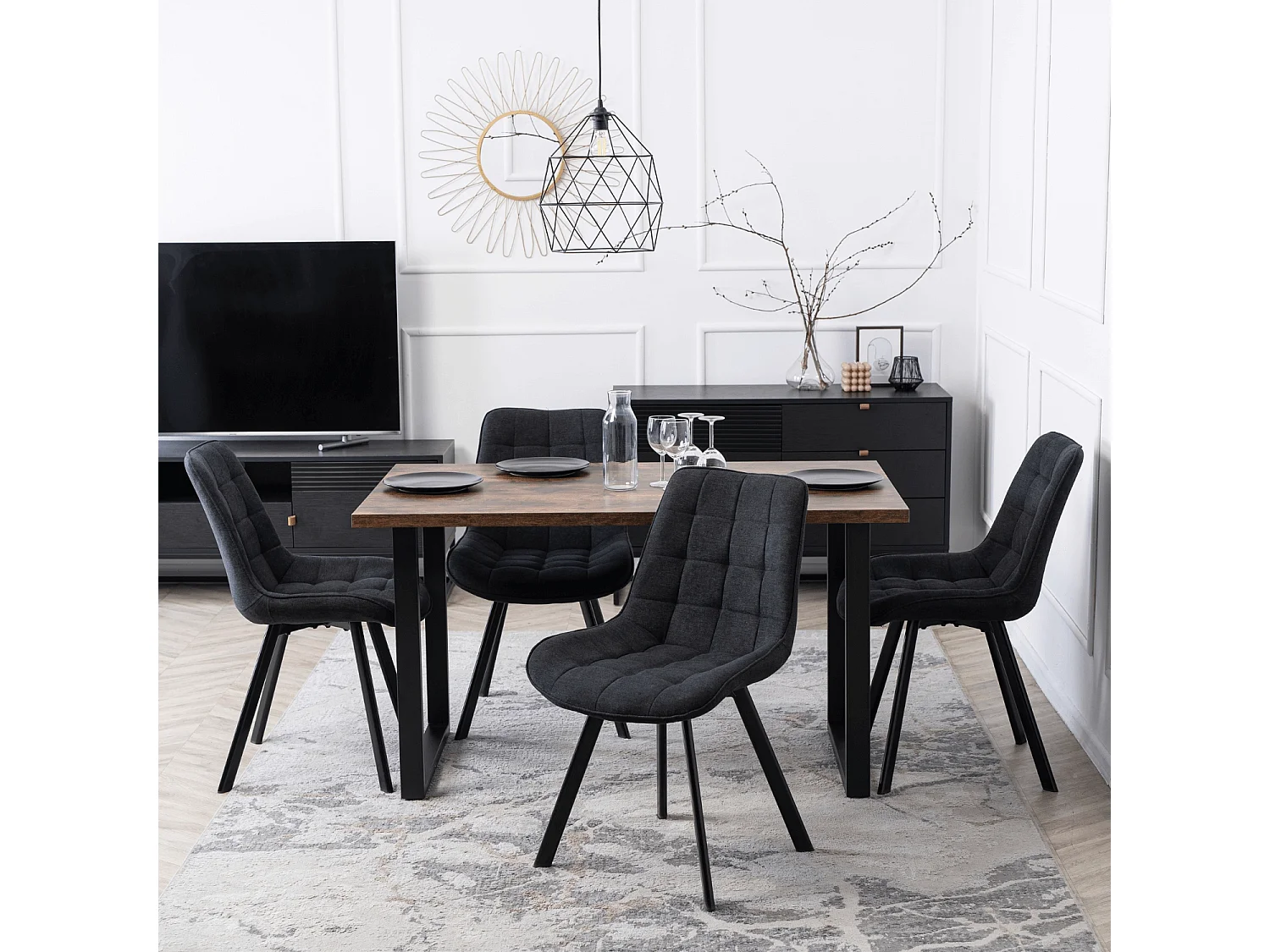 Chaise RICK 2 Noire Rembourrée