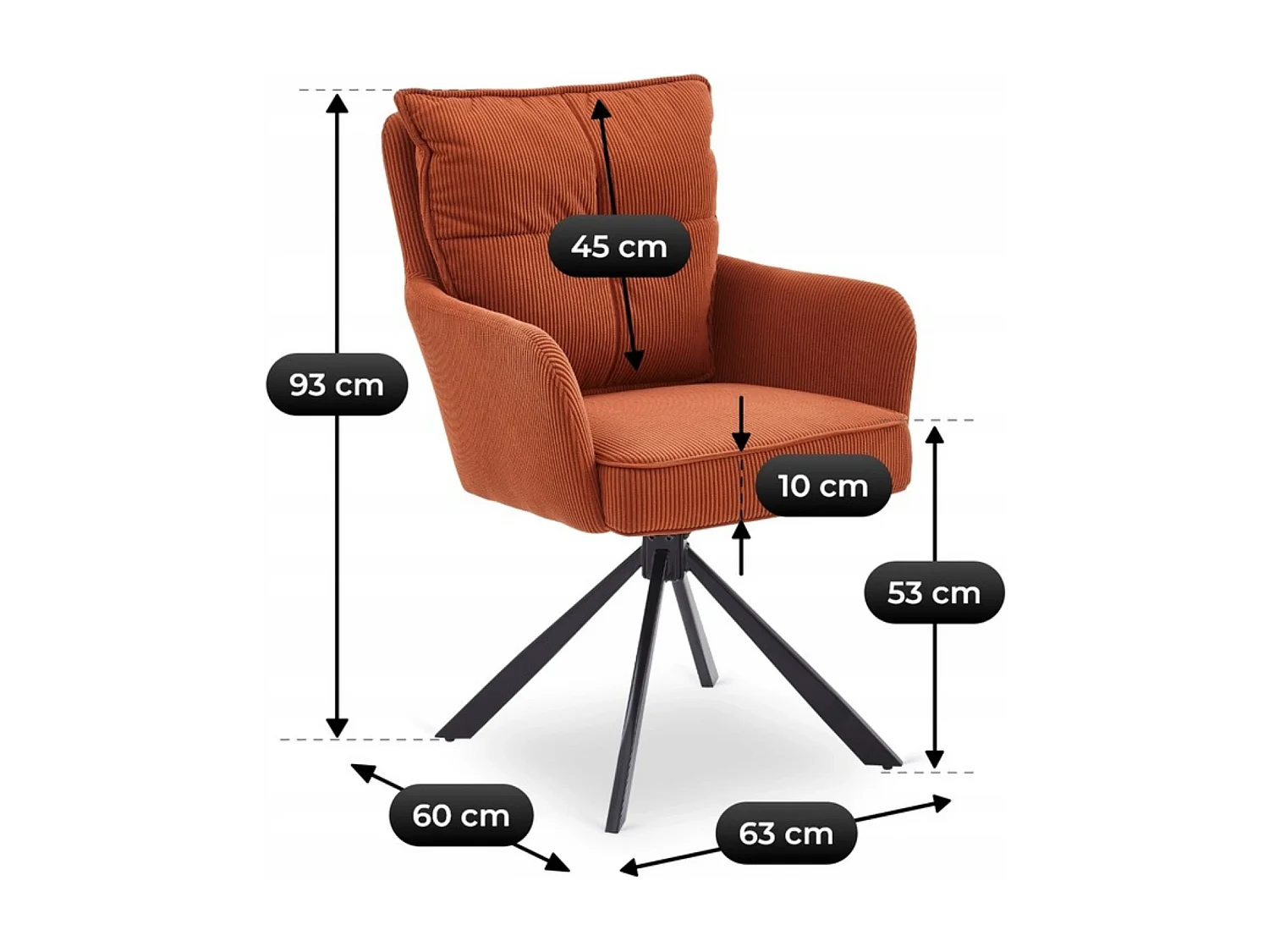 Chaise pivotante CITY Rouille