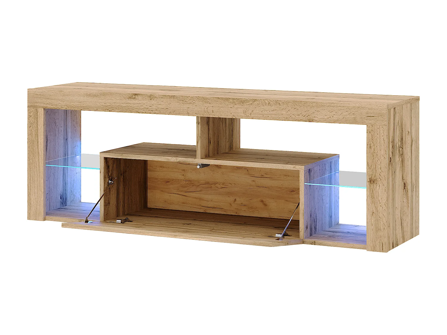 Armário de parede para TV no chão Eeverest 140 wotan oak / wotan oak com iluminação LED