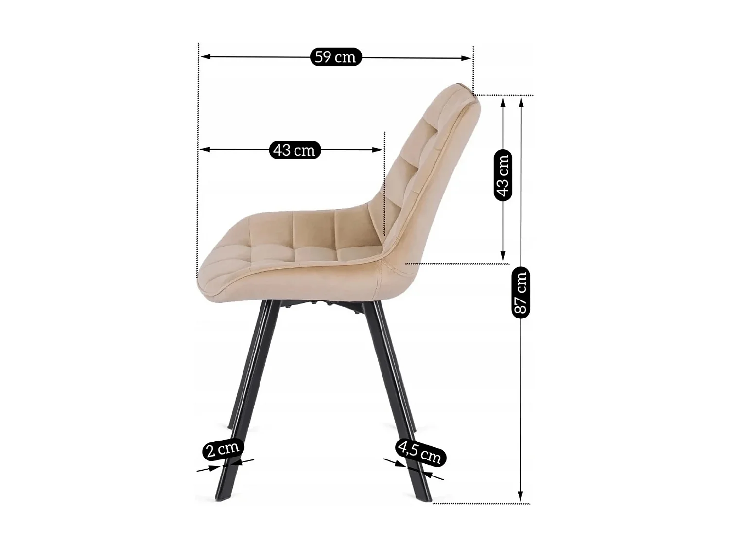 Chaise RICK Velours Beige