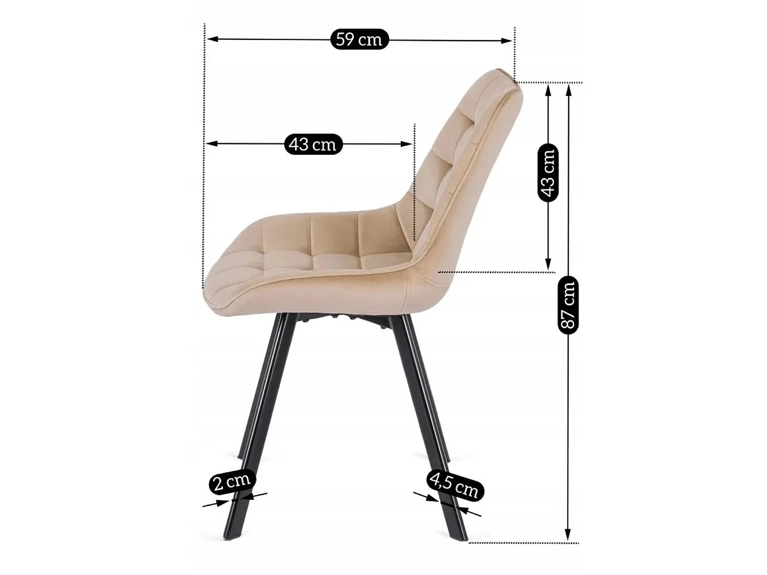 Dining Chair RICK (lux 02) Beige Velour