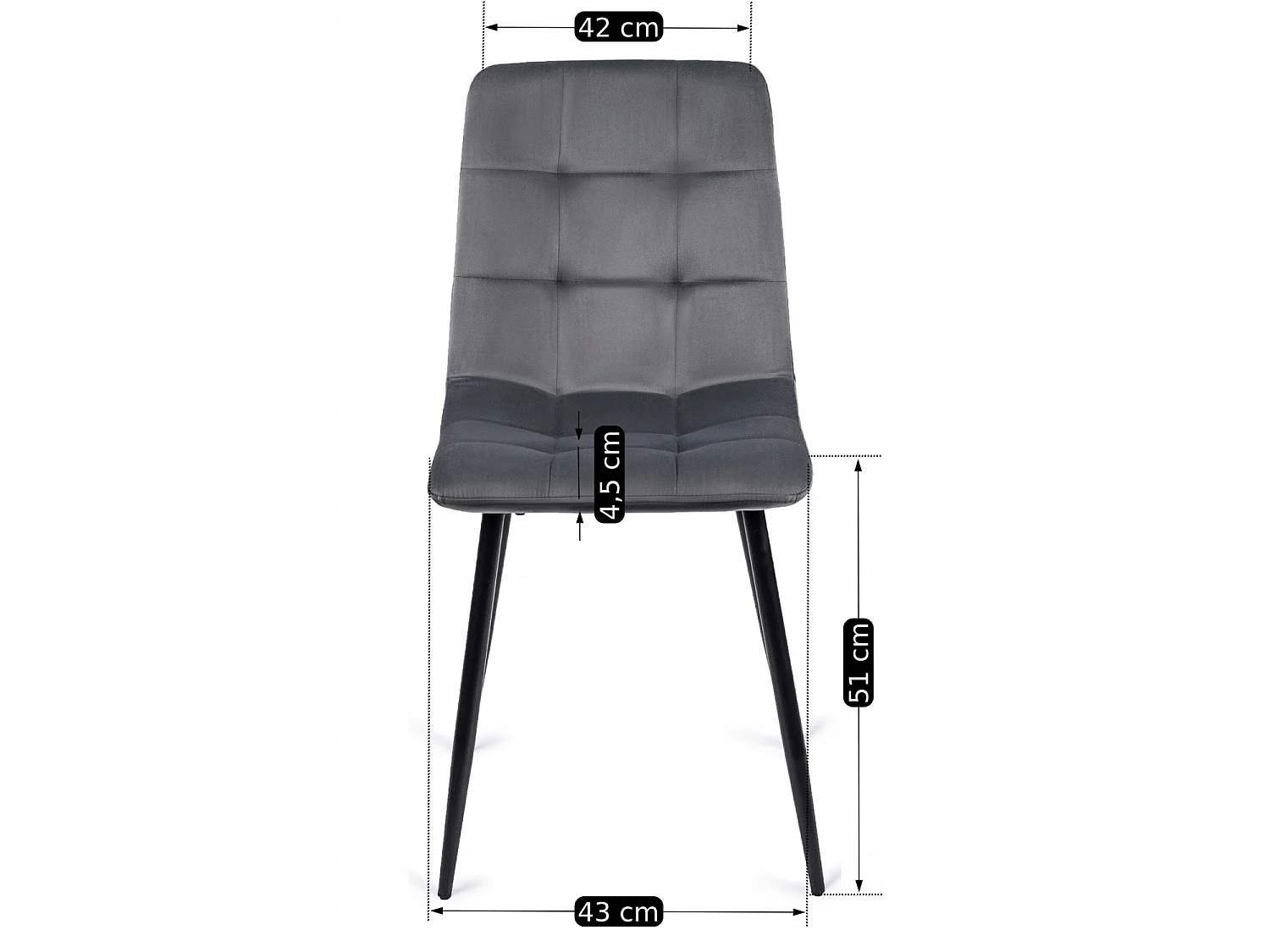 PERU Dining Chair (lux 01) Grey Velour