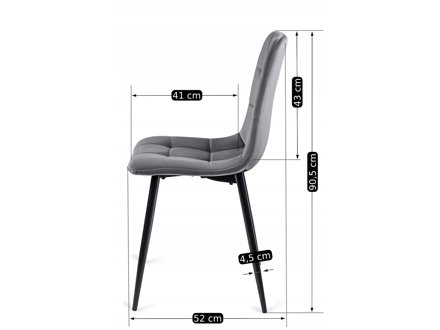 PERU Dining Chair (lux 01) Grey Velour