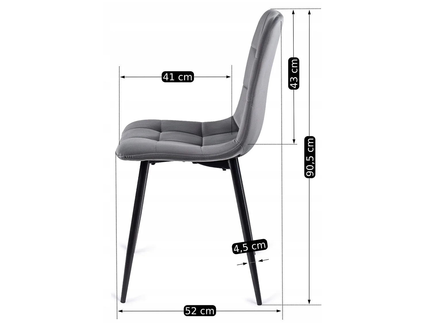 PERU Dining Chair (lux 01) Grey Velour
