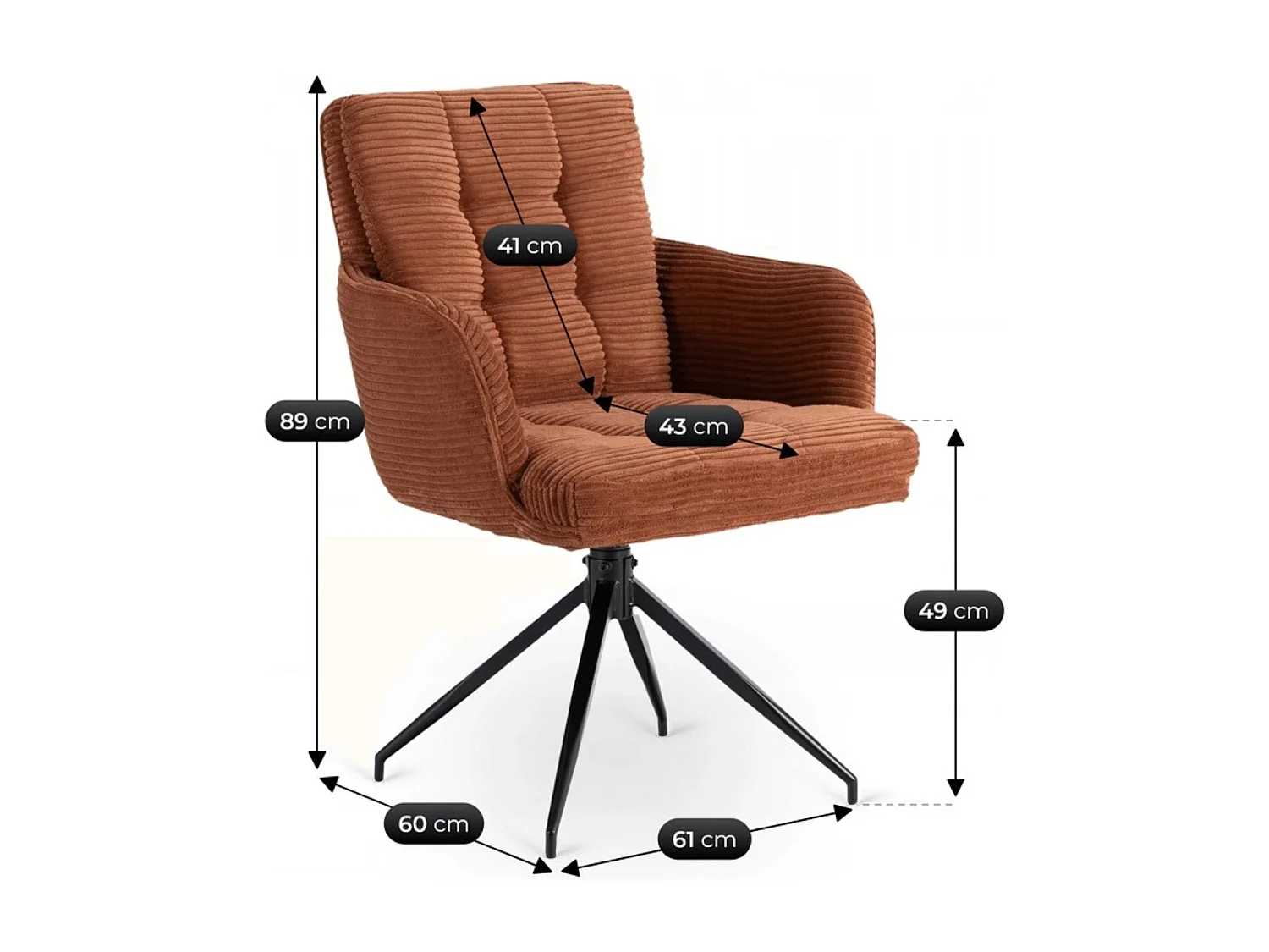 Chaise pivotante AKITA Rouille