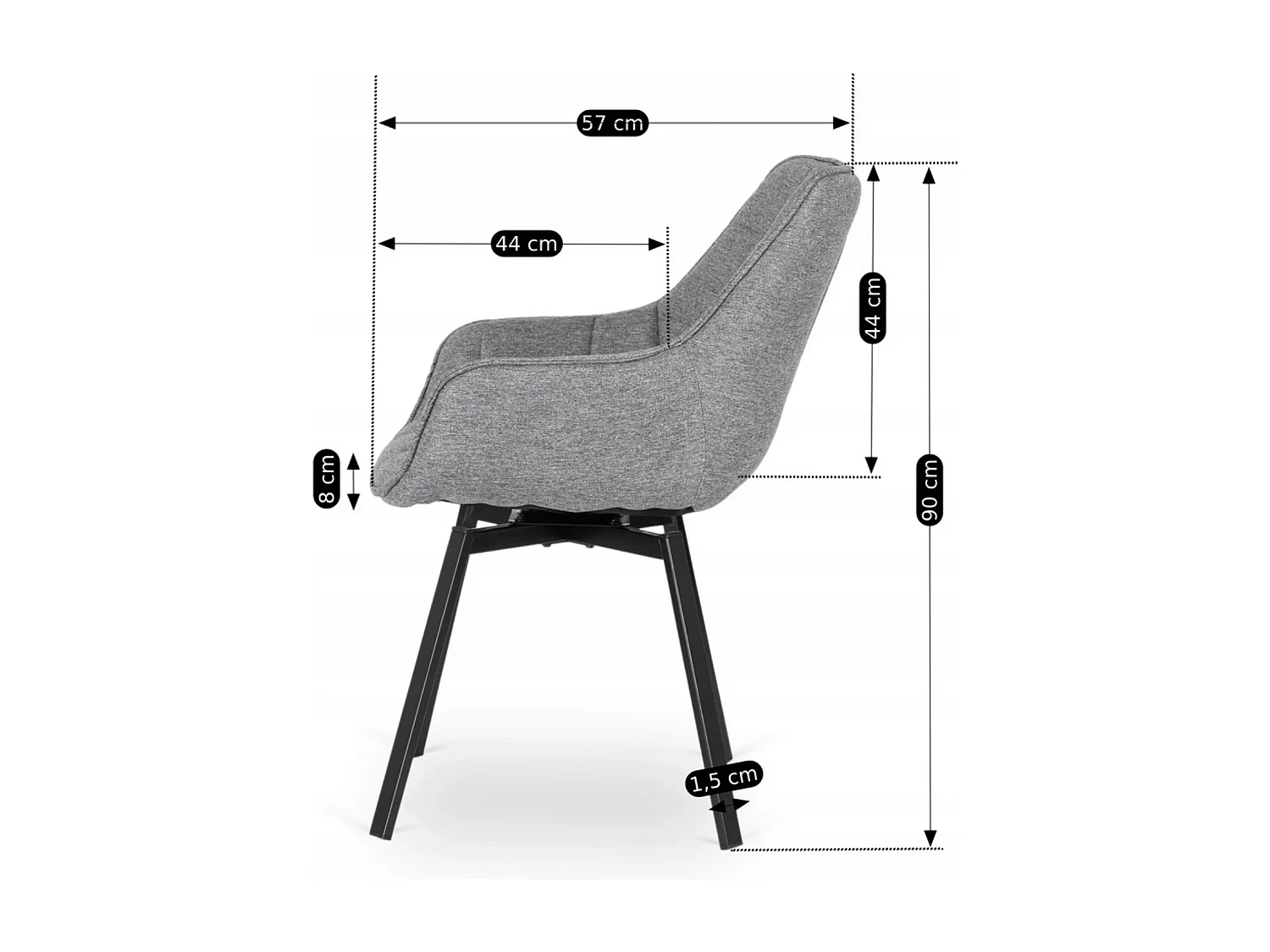 Chaise pivotante LUNA 2 Grise