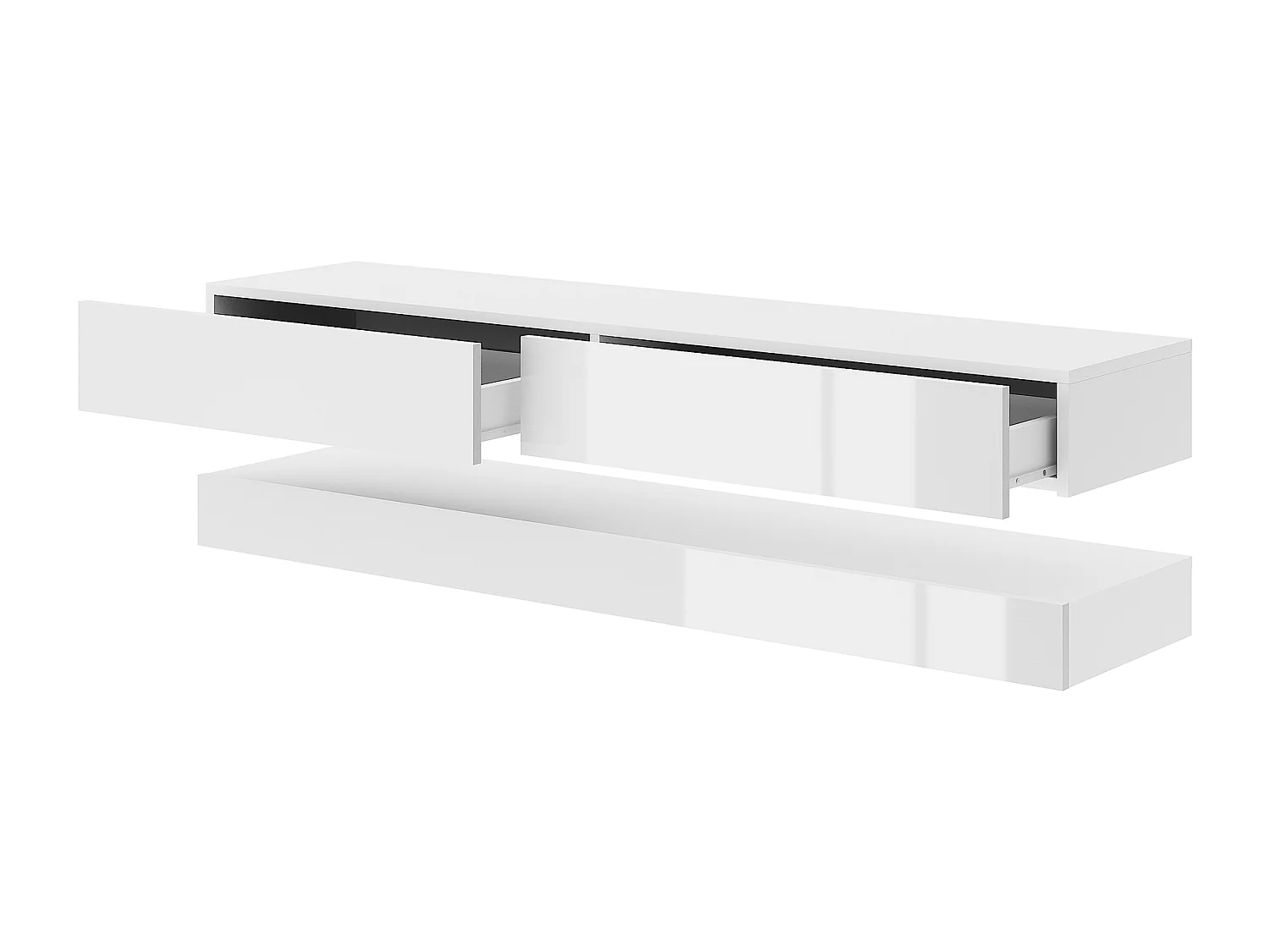 Armoire murale pour téléviseur suspendu Fly 140 blanc / blanc brillant