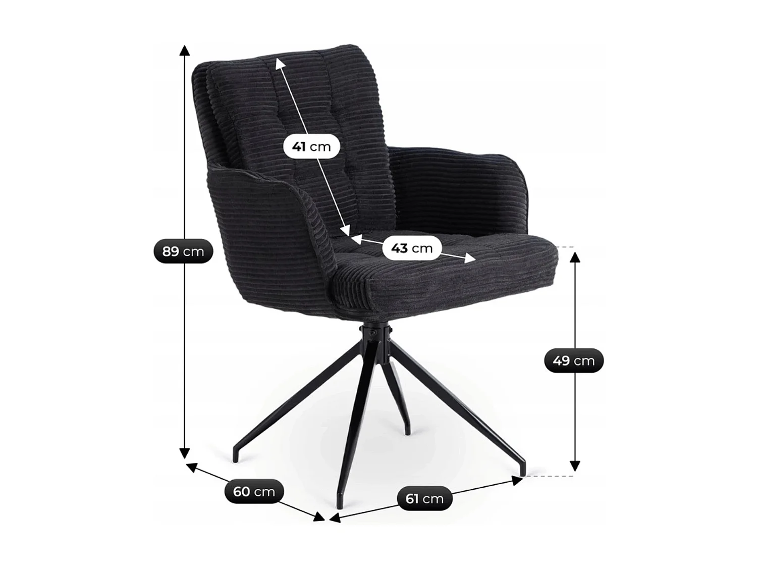 Chaise pivotante AKITA Noire