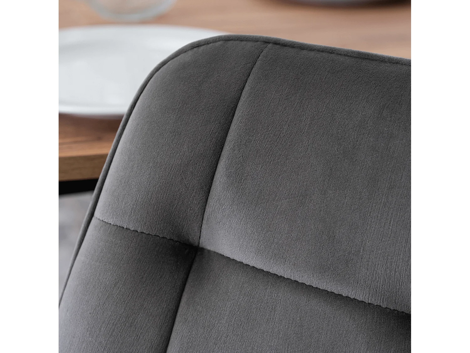 CHRIS Dining Chair Grey Velour