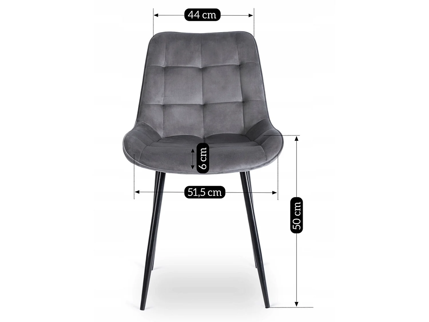 CHRIS Dining Chair Grey Velour