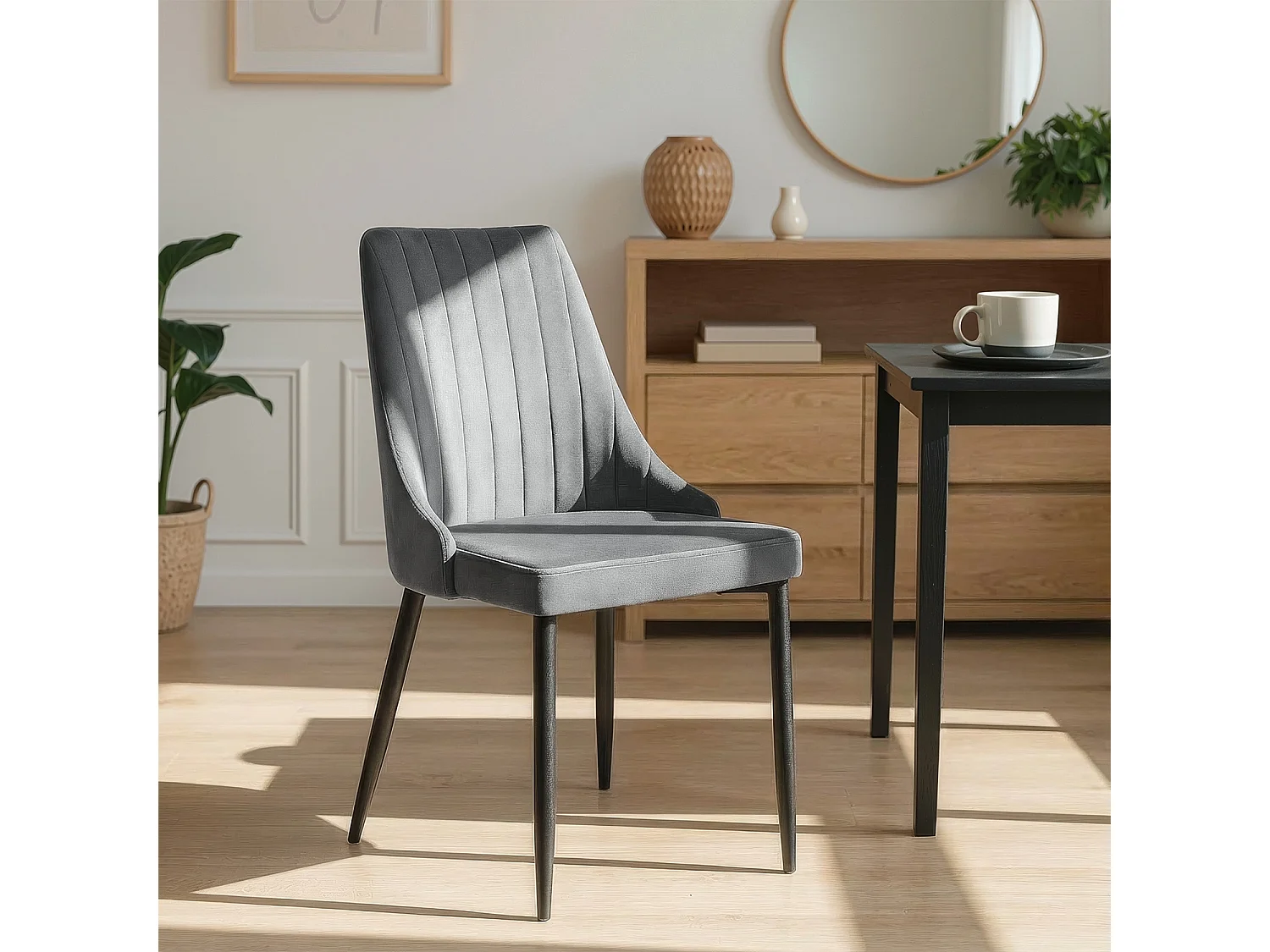 Chaise BARI Velours Gris