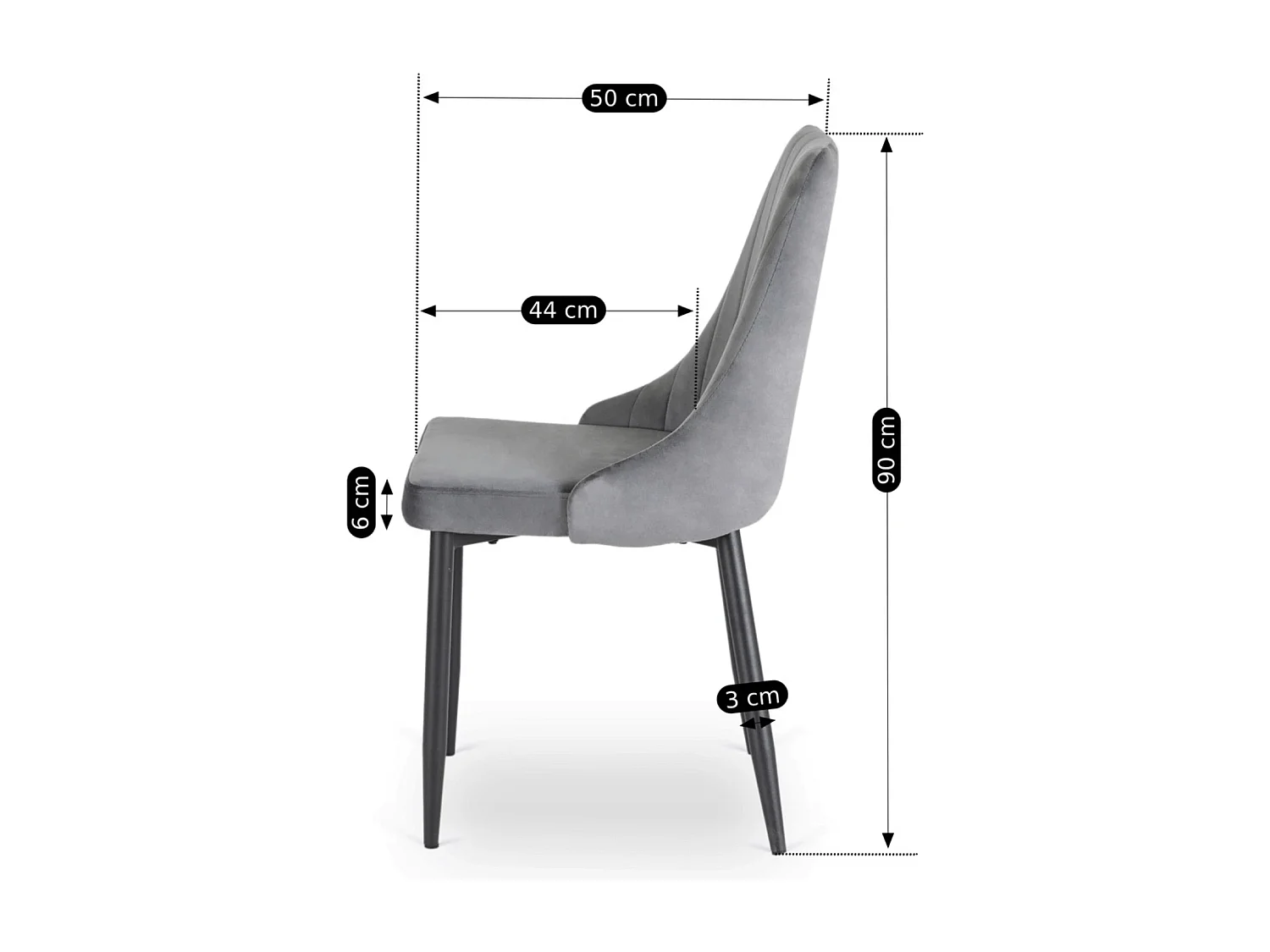 Chaise BARI Velours Gris