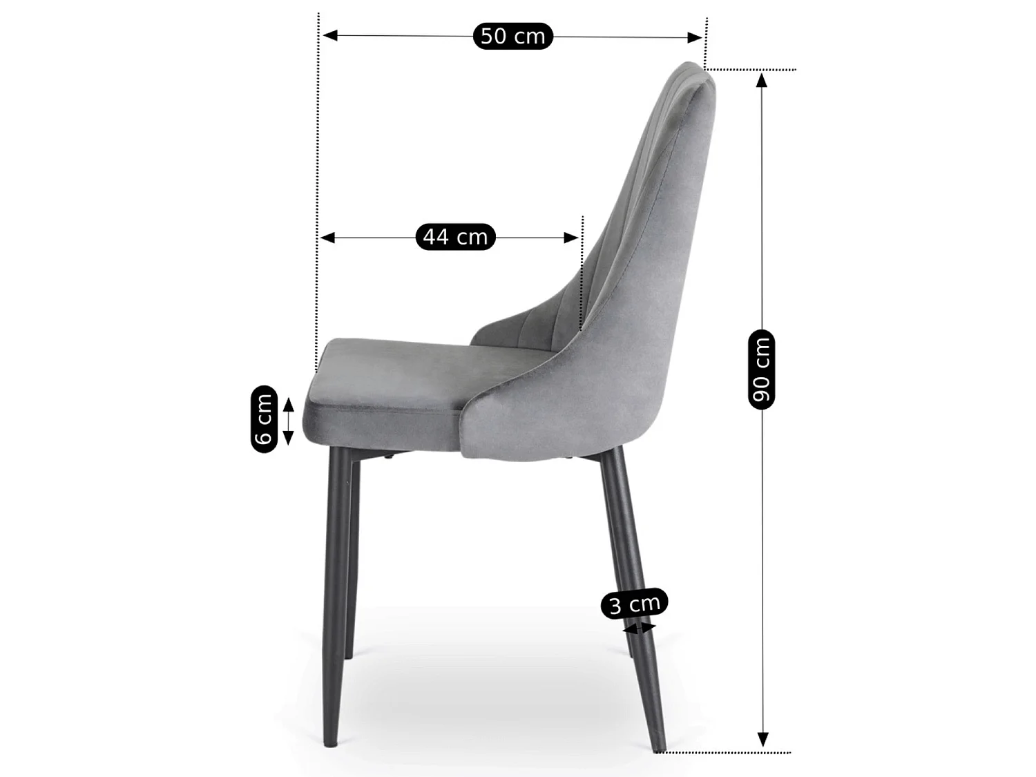 BARI Dining Chair Grey Velour