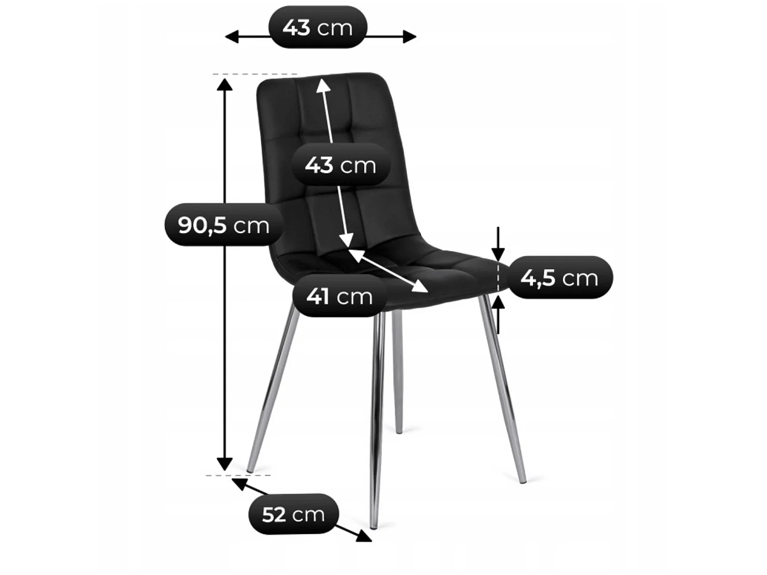 ENZO Dining Chair Black Eco Leather