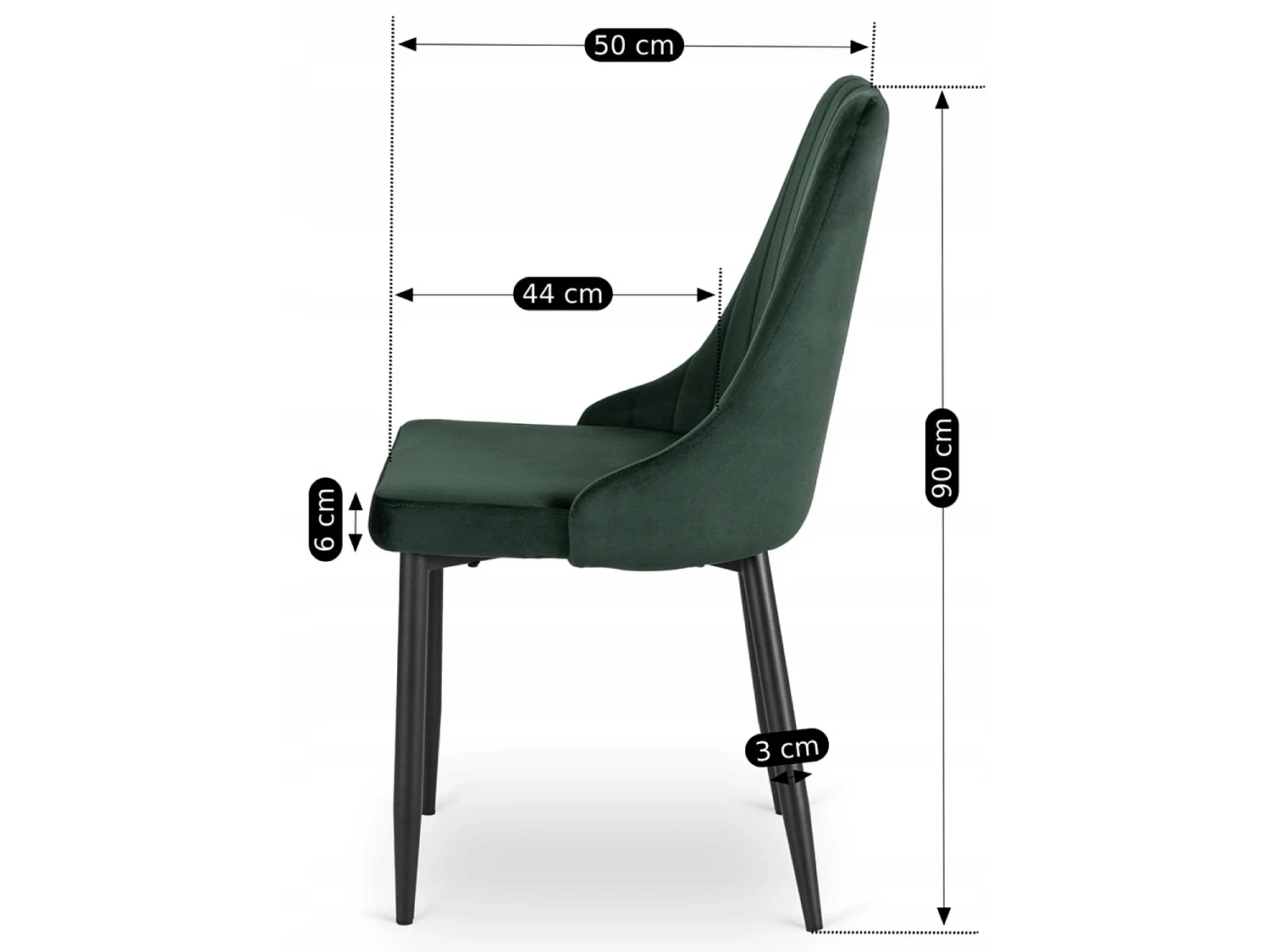 BARI Dining Chair Green Velour