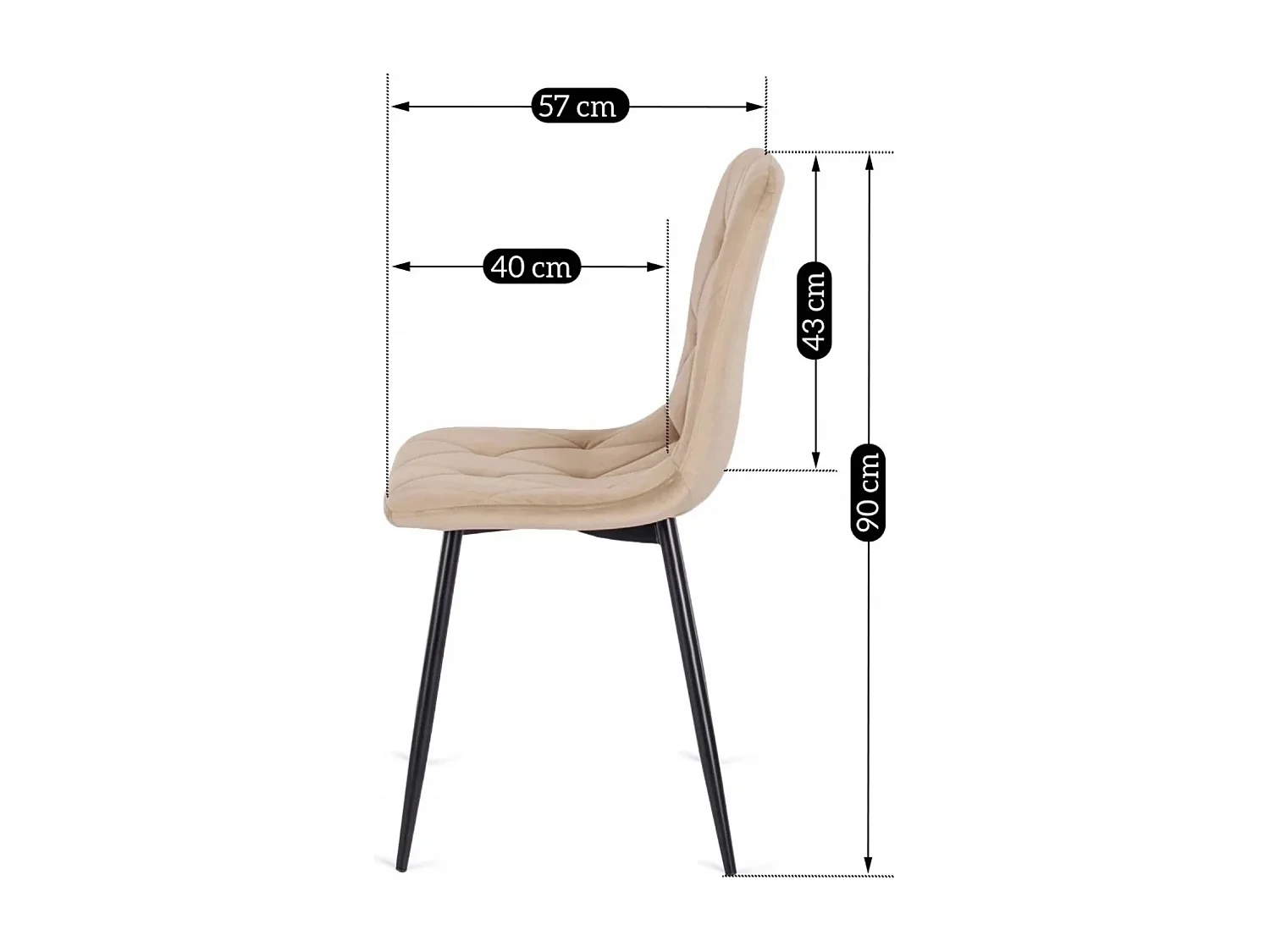 Chaise ROBIN Beige en Velours