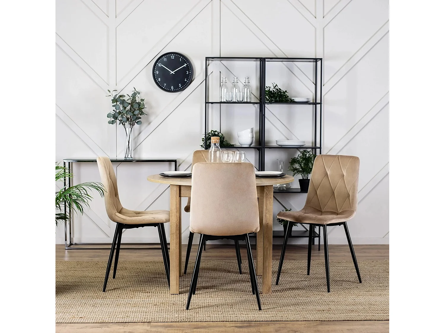 ROBIN Dining Chair Beige Velour