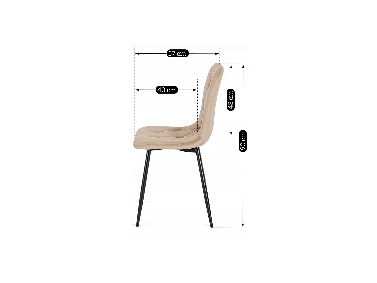 ROBIN Dining Chair Beige Velour