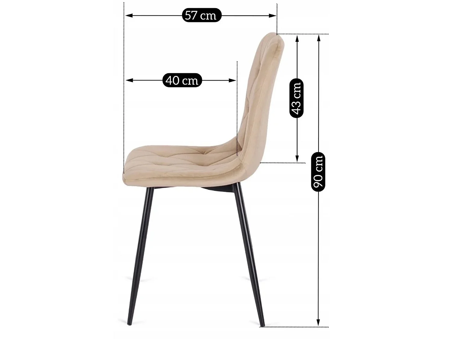 ROBIN Dining Chair Beige Velour