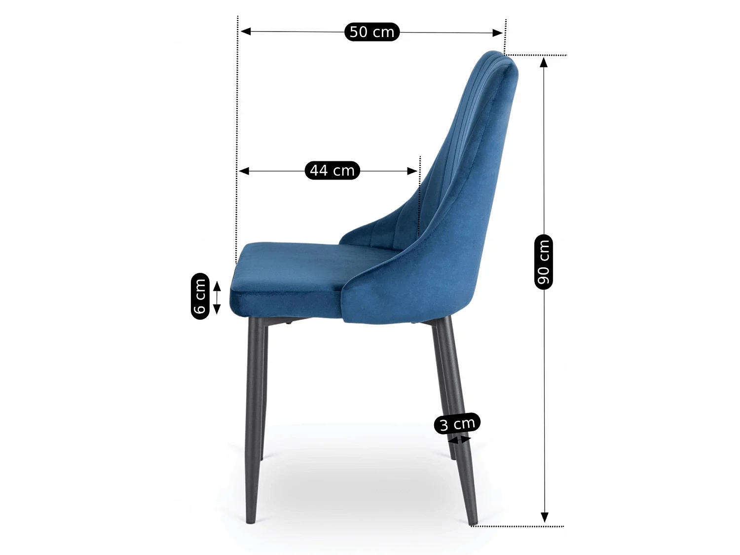 BARI Dining Chair Navy Blue Velour