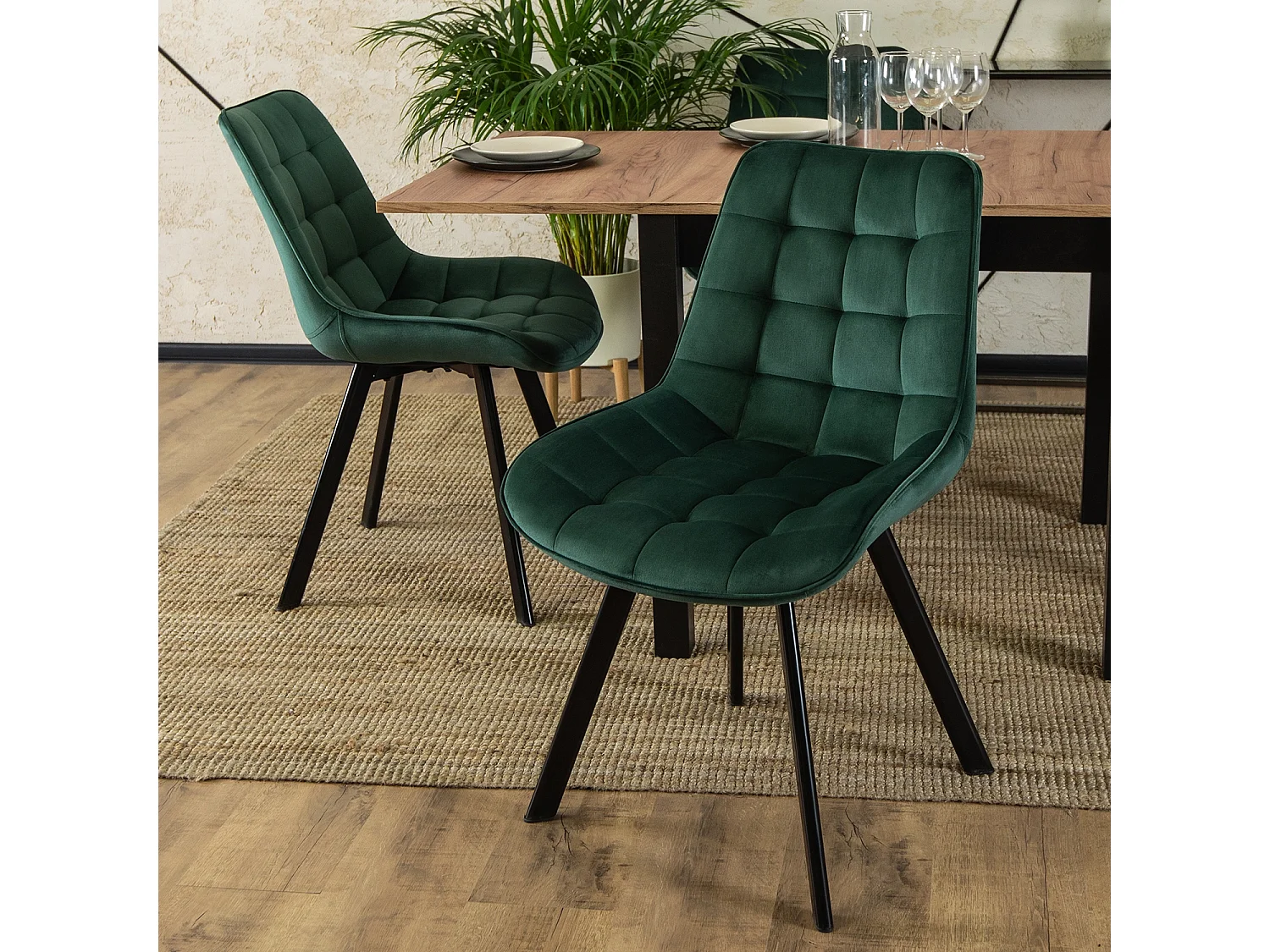 Chaise RICK Velours Vert