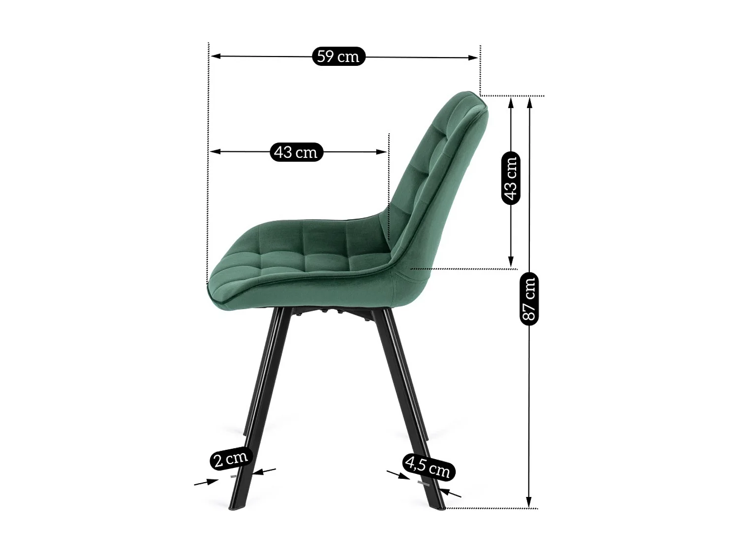 Chaise RICK Velours Vert