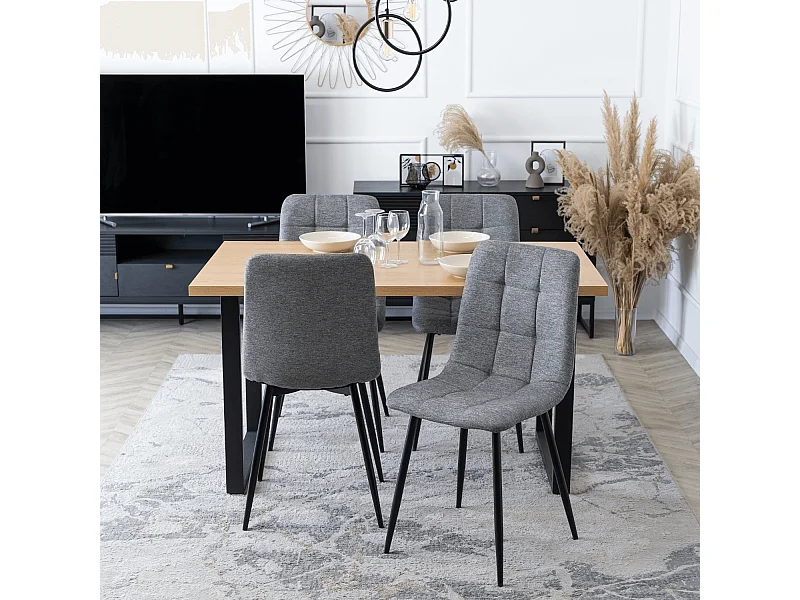 Chaise PERU 2 Grise Rembourrée