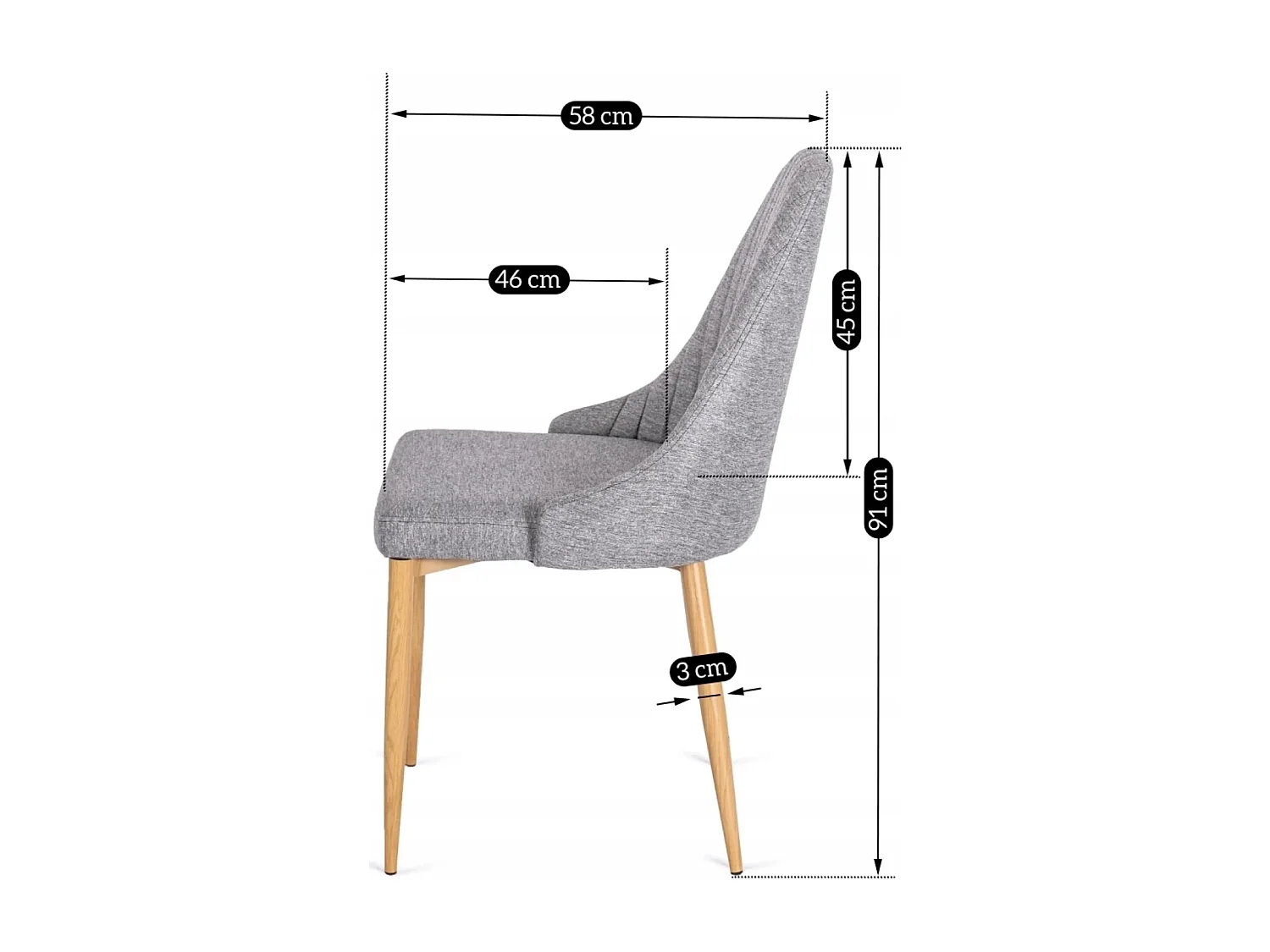 Chaise rembourrée TORINO grise