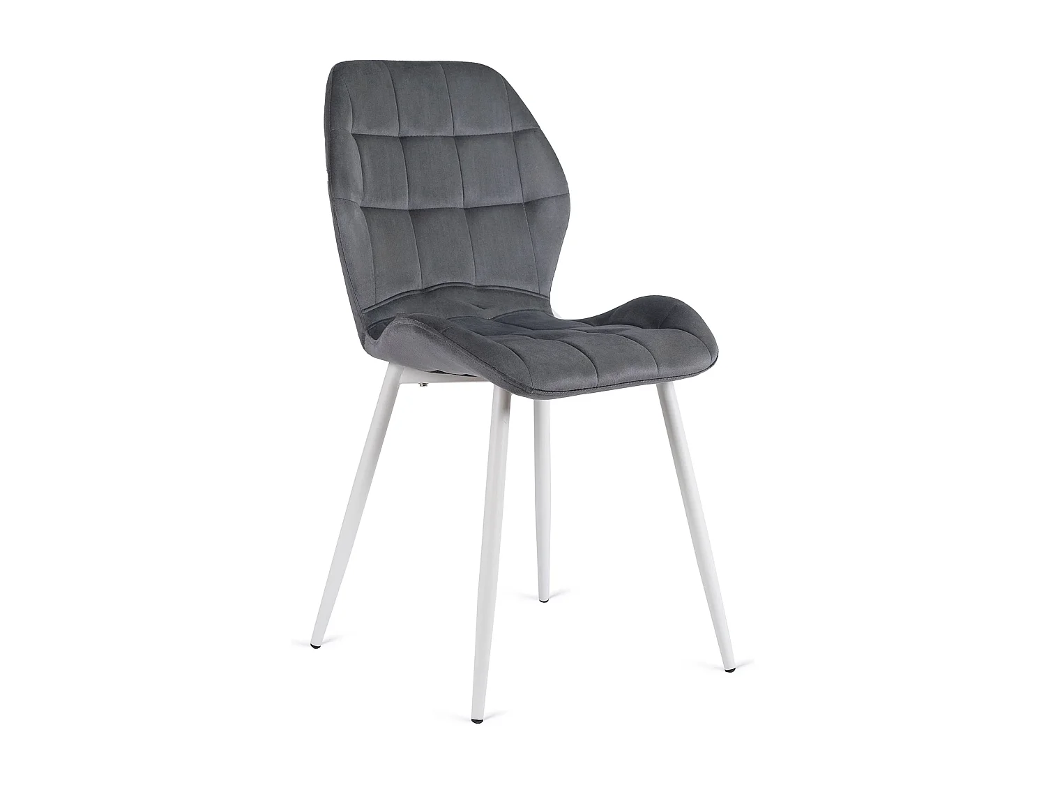 Chaise LUCKY Grise avec Pieds Blancs en Velours
