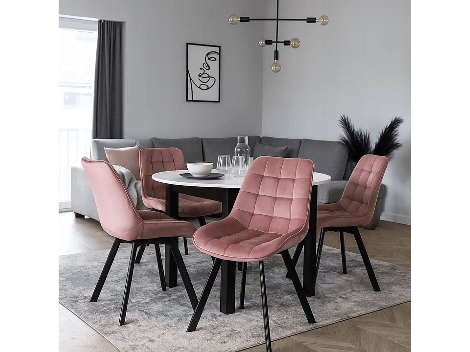 Chaise RICK Velours Rose