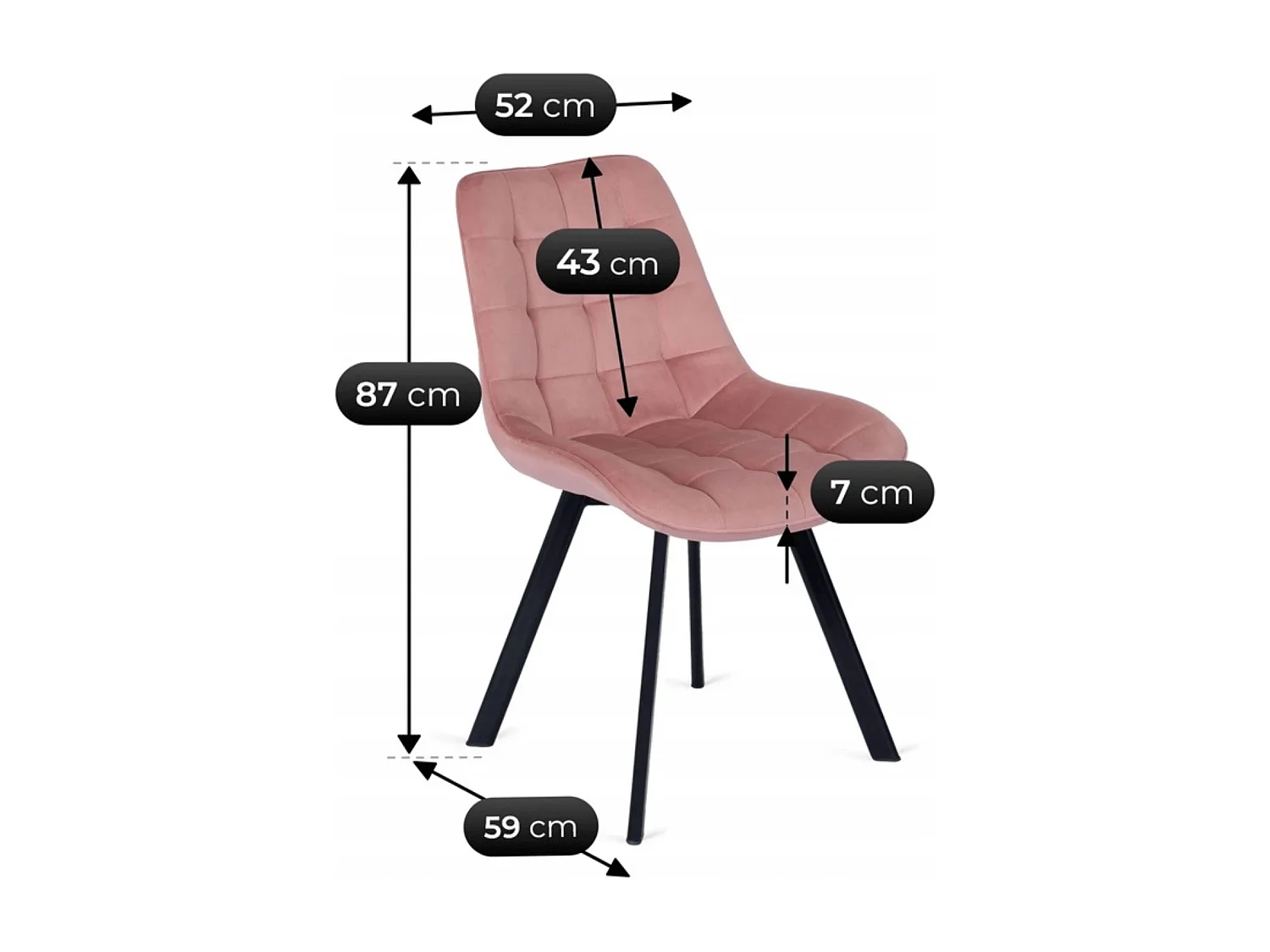 Chaise RICK Velours Rose