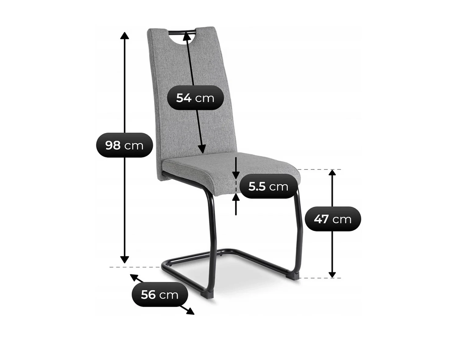 Chaise LOPEZ Gris/Noir