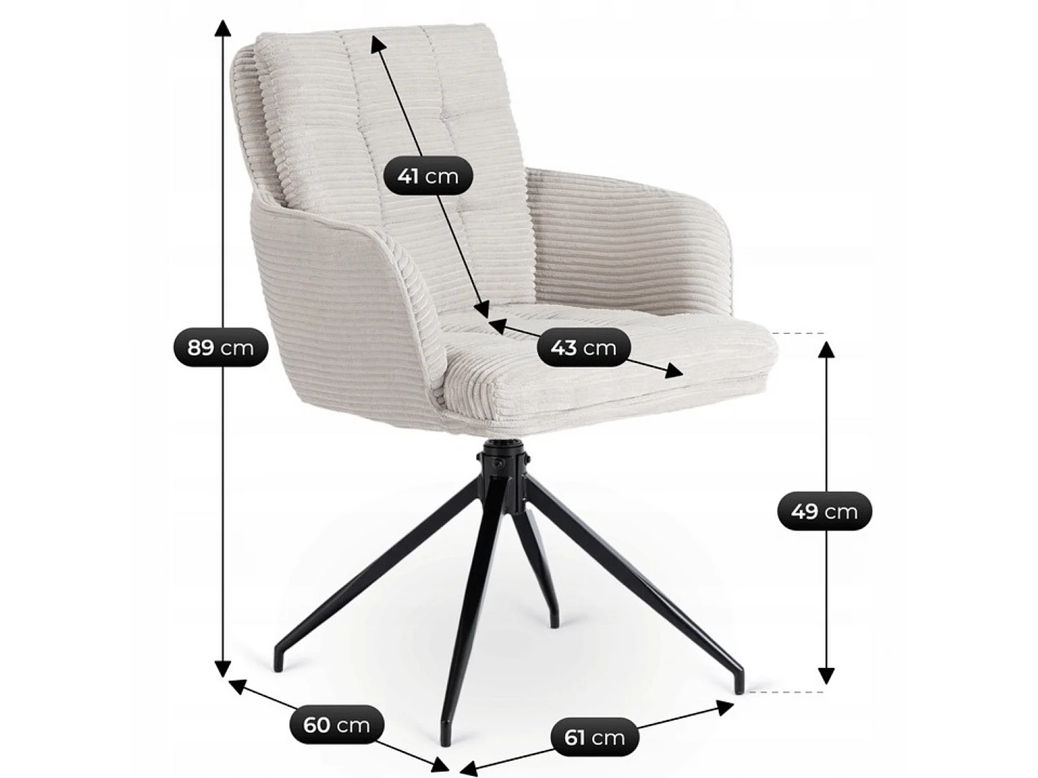 Swivel Dining Chair AKITA Grey