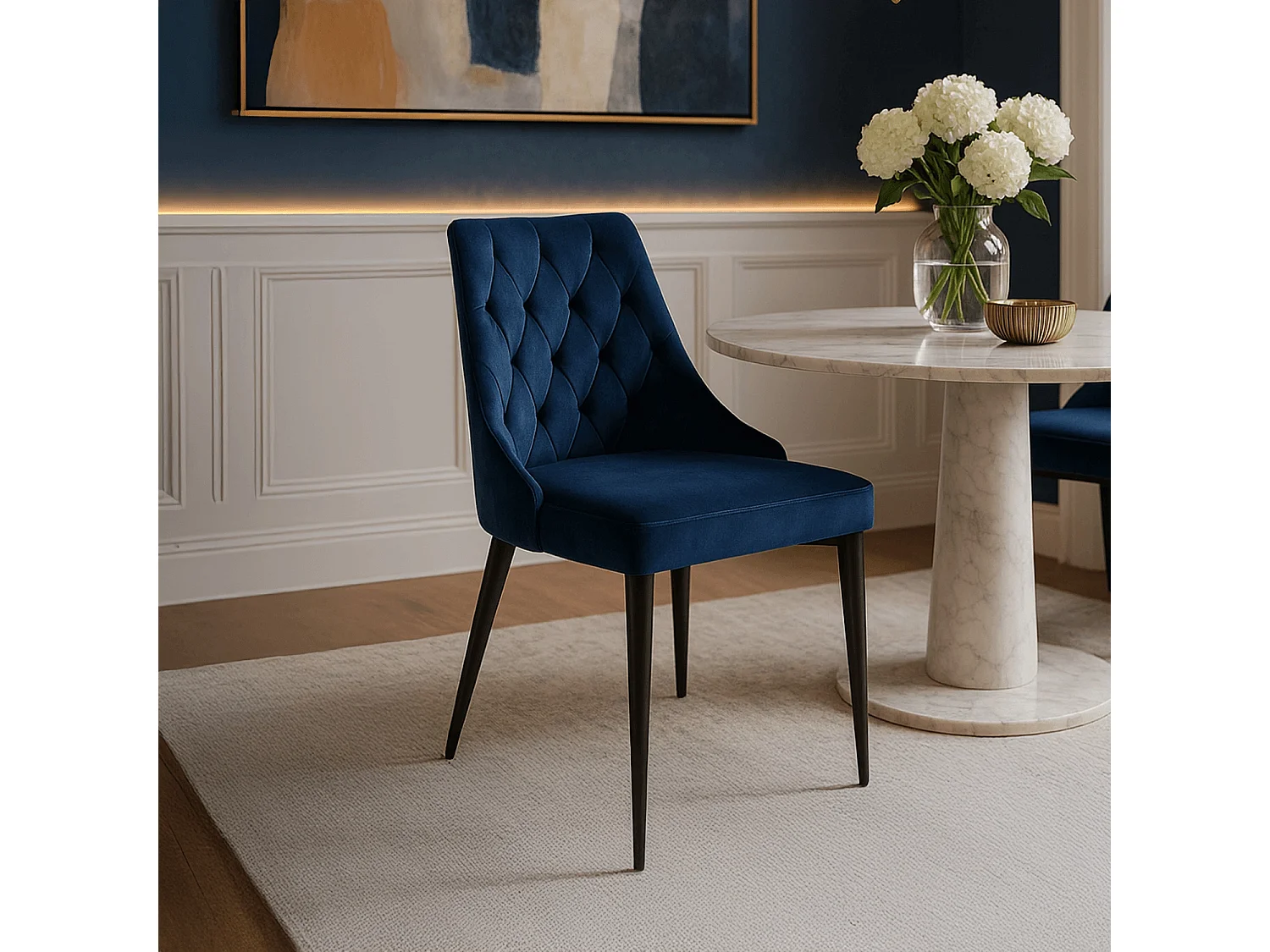 Chaise CORK Bleu Marine en Velours