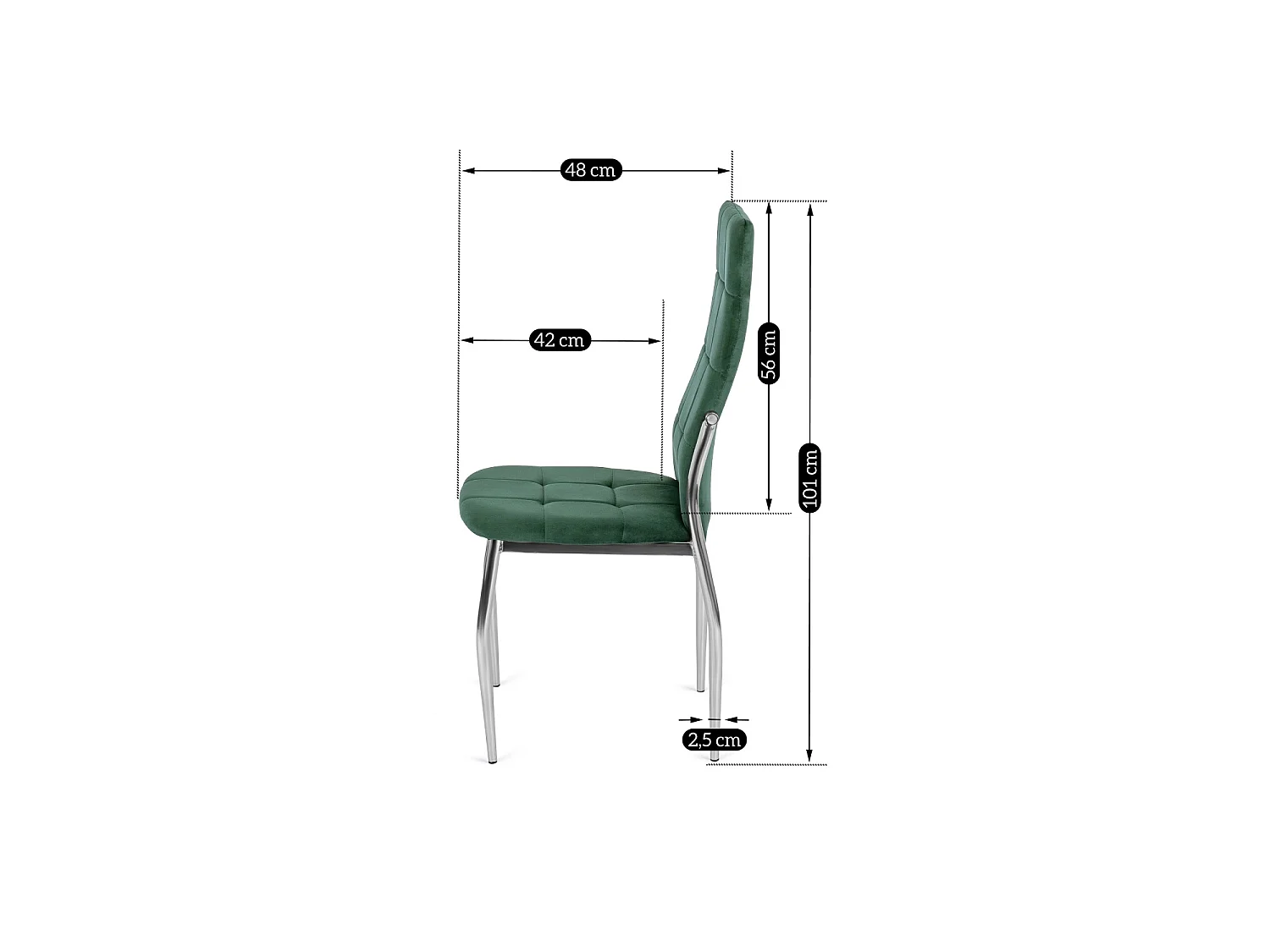 MOLLY Dining Chair Green Velour