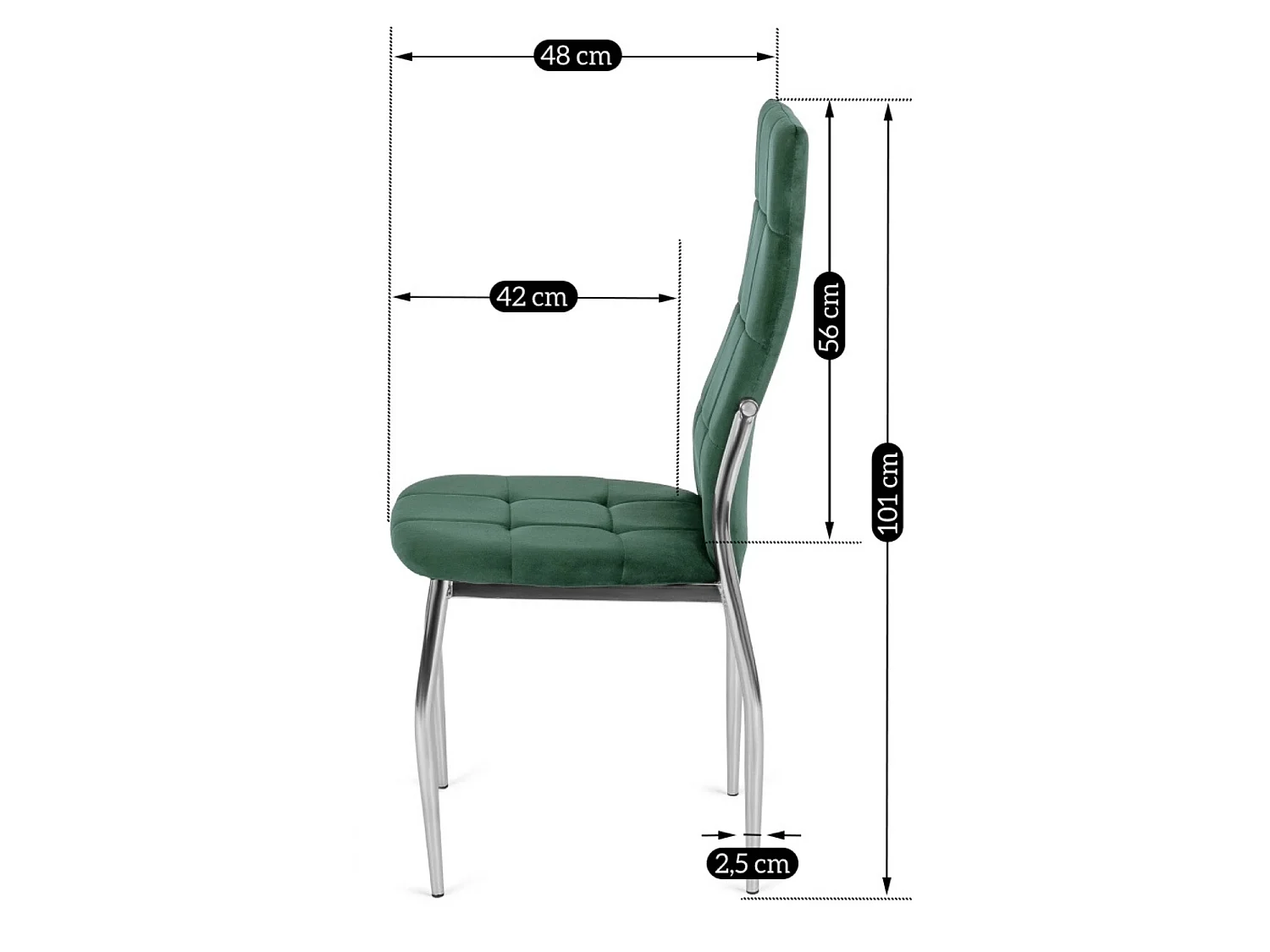 MOLLY Dining Chair Green Velour