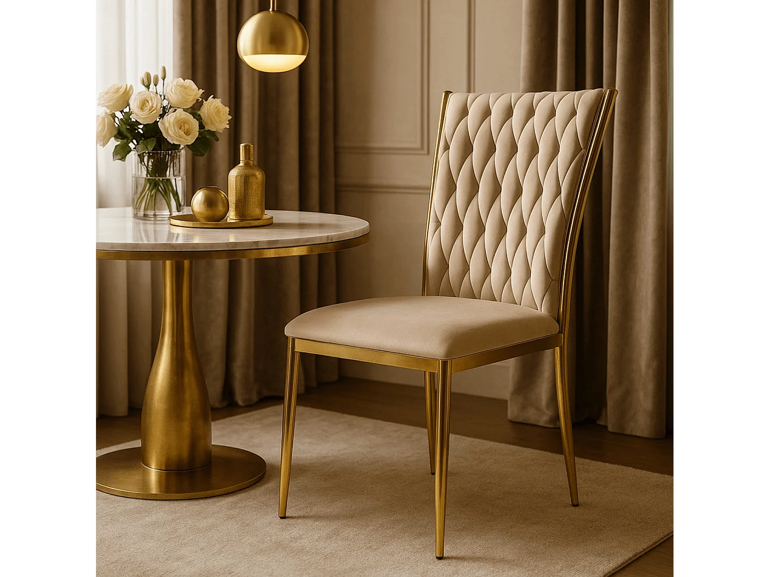 Chaise DAN Velours Crème