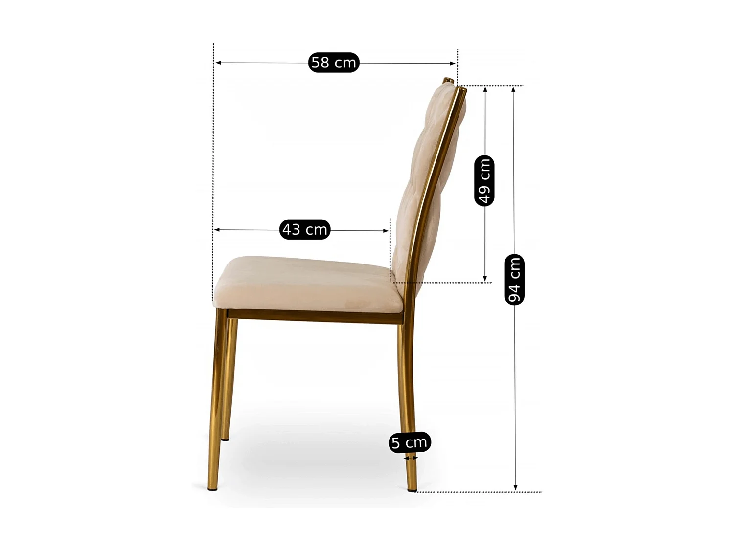 Chaise DAN Velours Crème