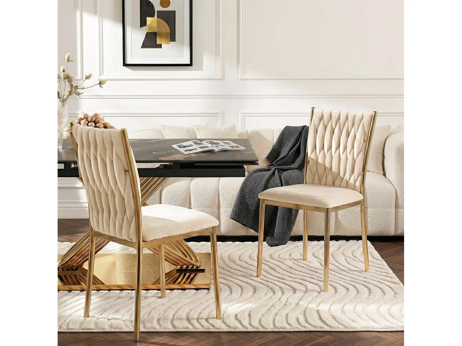 DAN Dining Chair Cream Velour