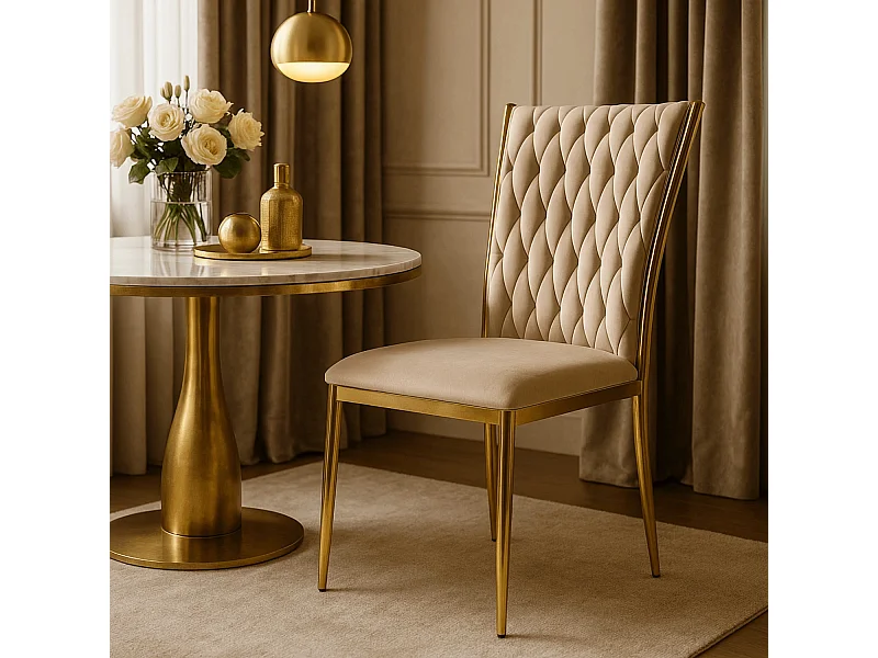 Chaise DAN Velours Crème