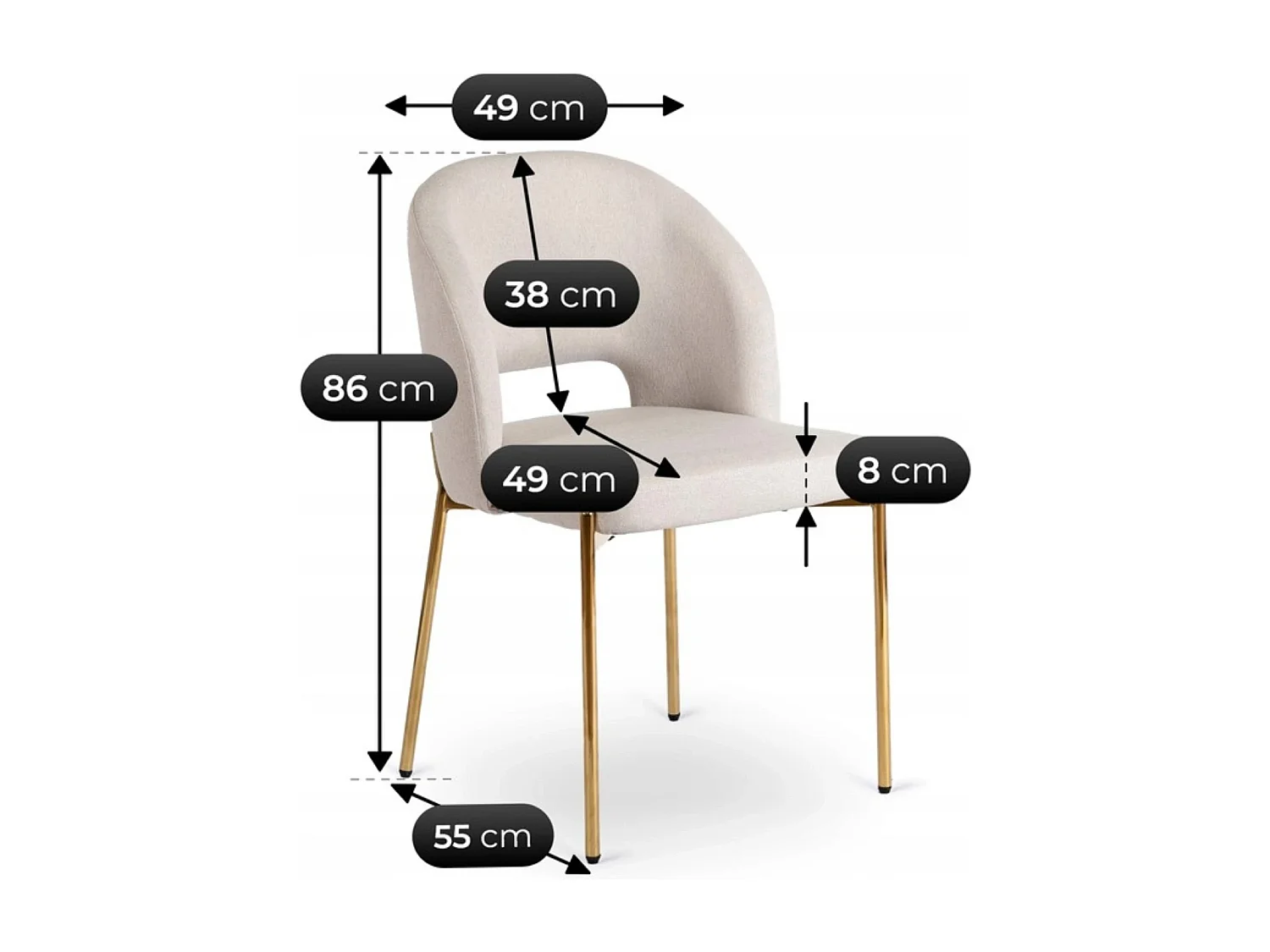 Chaise BROS Crème/Or