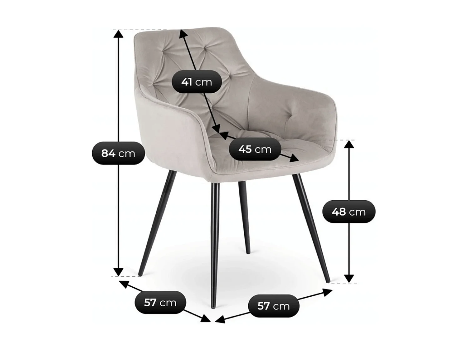 Chaise MODESTO Velours Gris