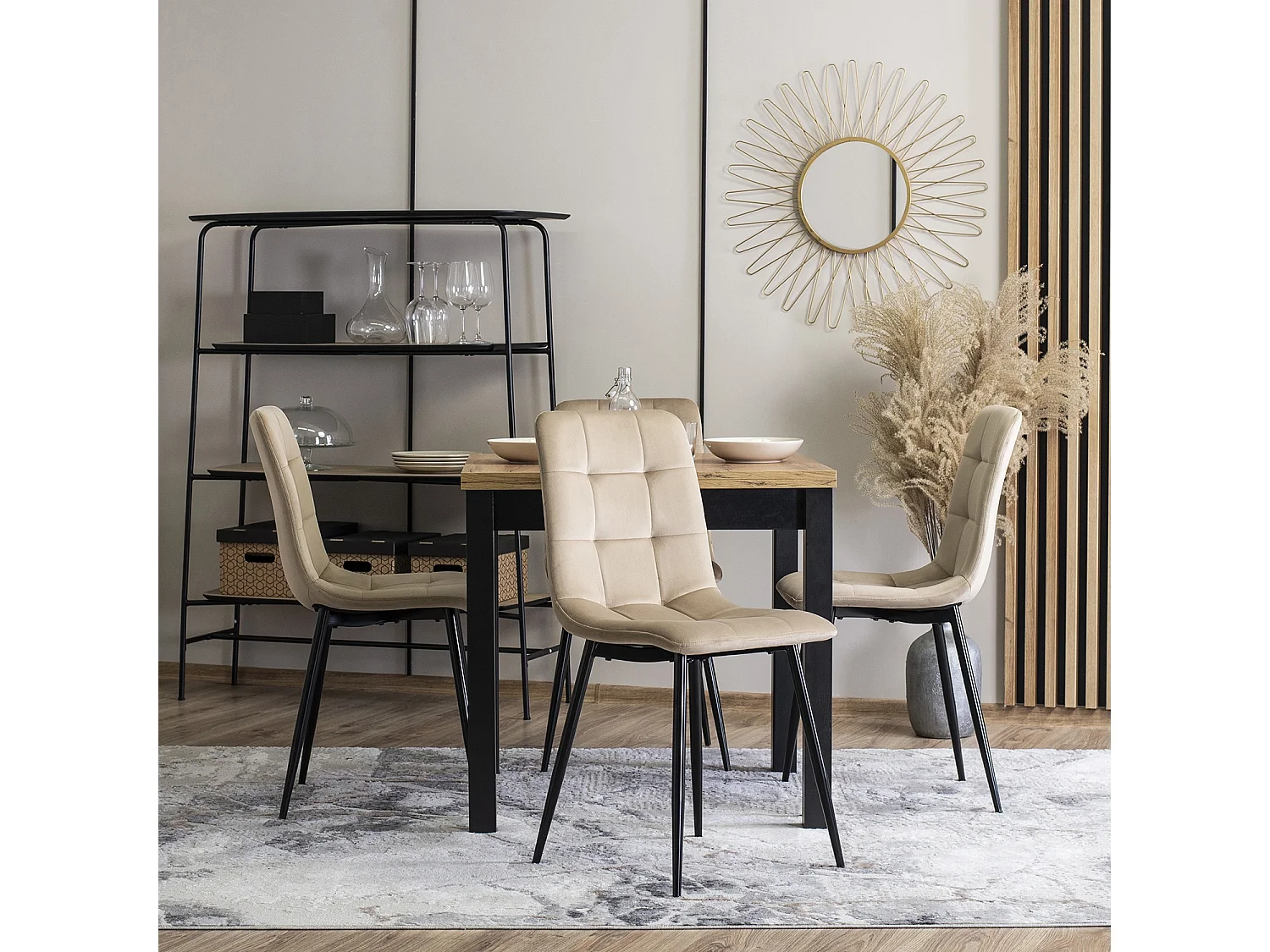 Chaise PERU Beige en Velours