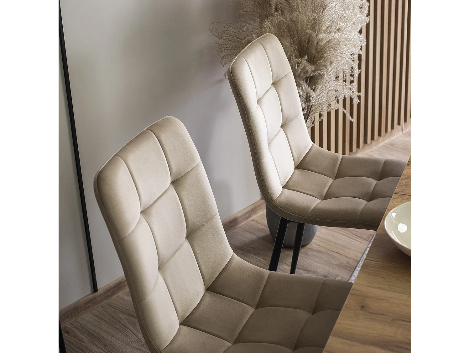 Chaise PERU Beige en Velours