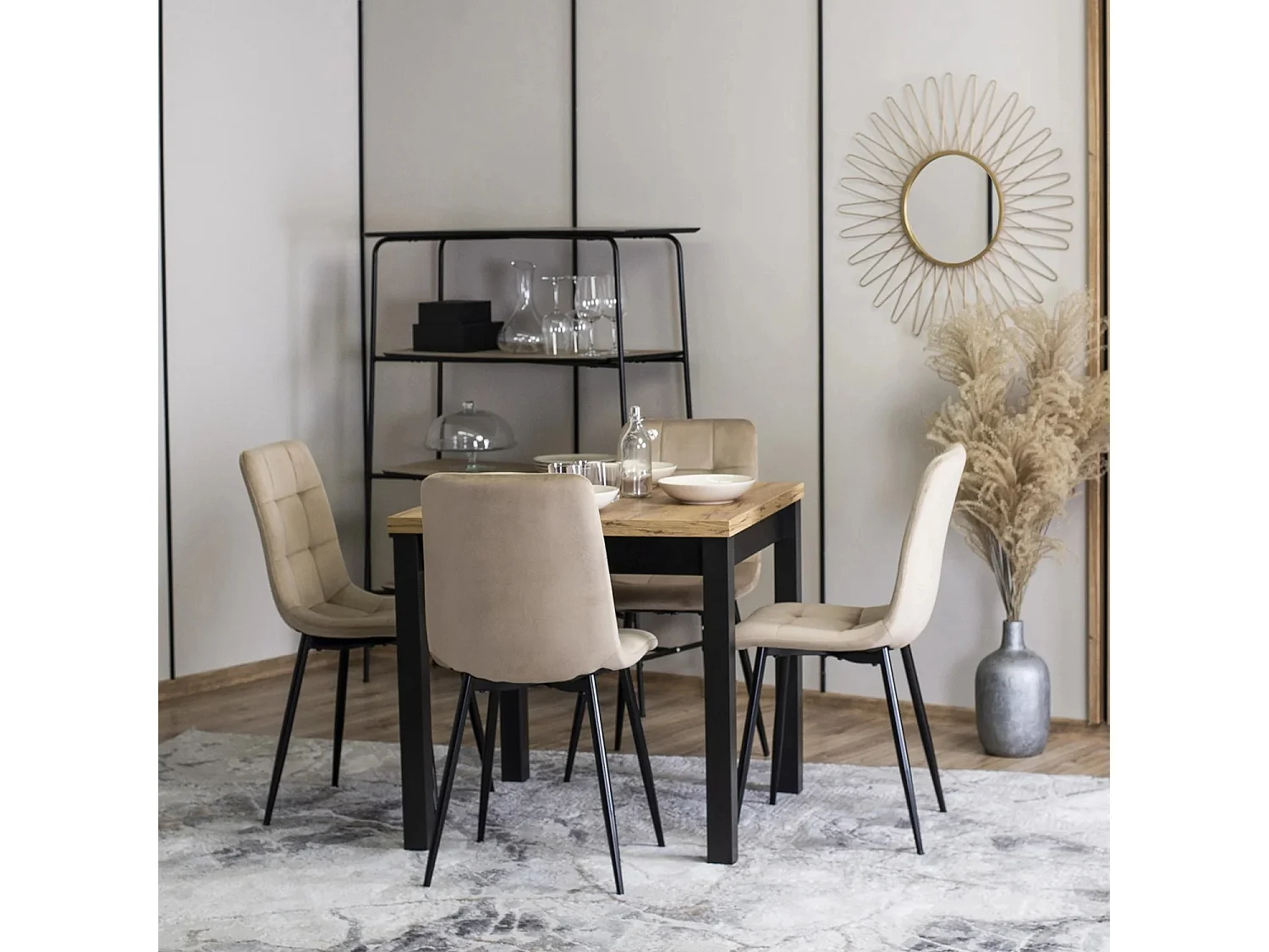 PERU Dining Chair (lux 01) Beige Velour