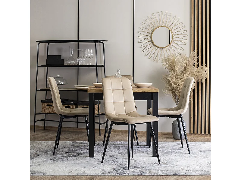 Chaise PERU Beige en Velours